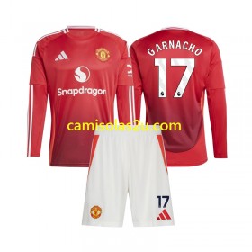 Camisolas de futebol Manchester United Alejandro Garnacho 17 Criança Equipamento Principal 2024/25 Manga Comprida